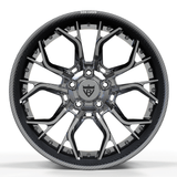 Front view of RVRN RV-DR16 CF real carbon fiber multi-spoke deep dish forged wheel