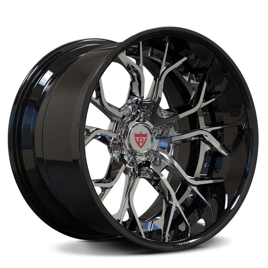 RVRN RV-DR16 chrome and black forged deep dish wheels with custom fitment capability and lightweight forged construction