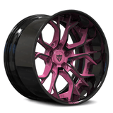 Custom forged pink and black deep dish wheel, ideal for Dodge Charger rims and high-performance vehicles.