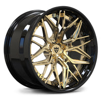 RV-DR19 gloss black with polished fronze-gold lip 2-piece forged wheel for BMW M3/M4 and modified performance cars