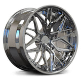 RVRN RV-DR19 custom forged BMW M3 wheels featuring a multi spoke Y spoke design and deep concave profile in chrome finish