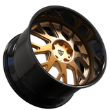 RVRN RV-DR23 custom forged bronze deep dish wheel for Chevrolet Chevelle SS, featuring a classic Y spoke design, gloss black barrel, and old-school muscle car styling