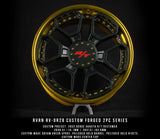 RV-DR28 custom forged truck rims in dream green and gold finish, performance-oriented wheel design for Silverado SS builds
