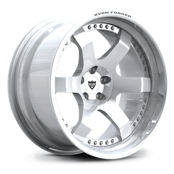 RVRN RV-DS01 custom forged 6 spoke deep dish wheel in Pearl White finish designed for Nissan performance builds with authentic JDM styling and custom fitment