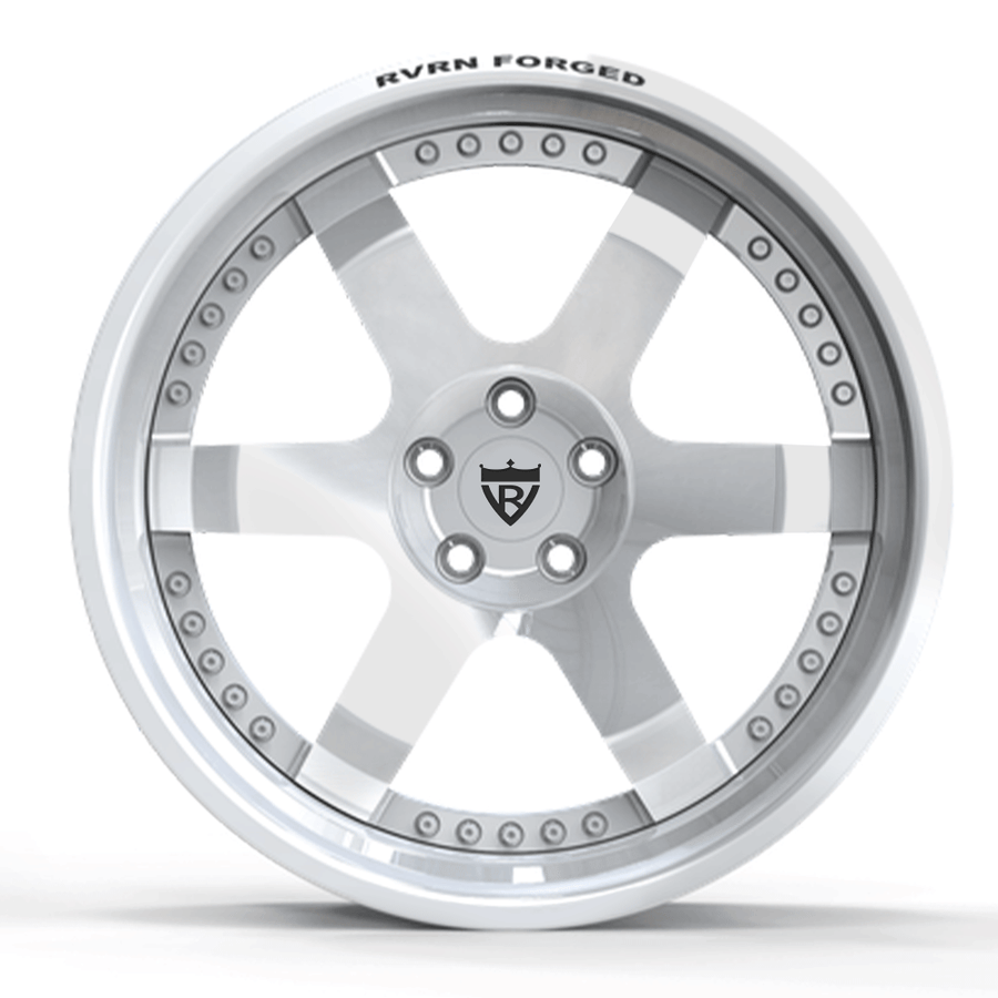 RVRN RV-DS01 Pearl White forged JDM rim featuring a deep dish profile and classic 6 spoke wheel design for Toyota performance applications