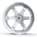 RVRN RV-DS01 Pearl White forged JDM rim featuring a deep dish profile and classic 6 spoke wheel design for Toyota performance applications