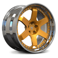 Transparent Bronze and Chrome forged 2-piece wheels by RVRN, luxury aftermarket forged wheel upgrade.
