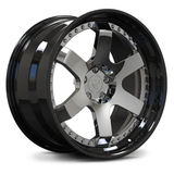Black and Chrome RVRN forged 2-piece wheels – step lip design for luxury performance fitment.