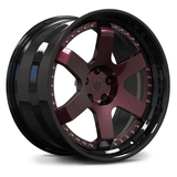 Custom forged 2-piece step lip wheels in Gloss Black and Rose Metallic by RVRN. Premium aftermarket forged wheels for performance cars.