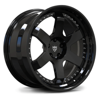 All Gloss Black forged 2-piece wheels by RVRN, lightweight and aggressive step lip design.