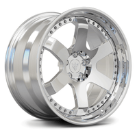 Fully polished custom forged 2-piece wheels by RVRN, lightweight and strong 6061-T6 aluminum build.