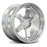 Fully polished custom forged 2-piece wheels by RVRN, lightweight and strong 6061-T6 aluminum build.