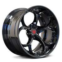 RVRN RV-DS016 black chrome Audi R8 deep dish wheels with custom forged two piece design and aggressive performance styling
