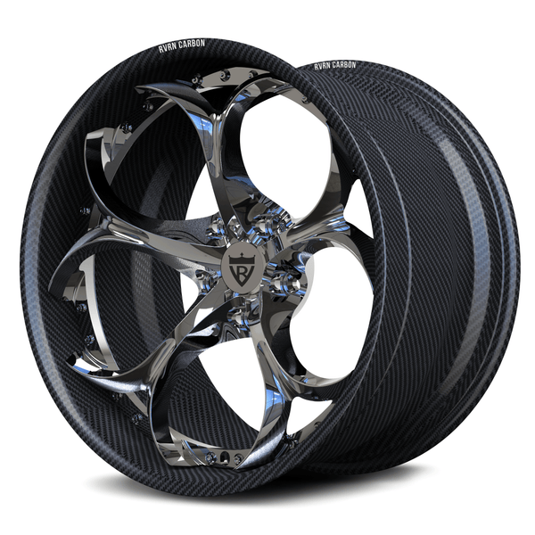 RVRN RV-DS016 CF carbon fiber petal 5-spoke forged wheel on white background