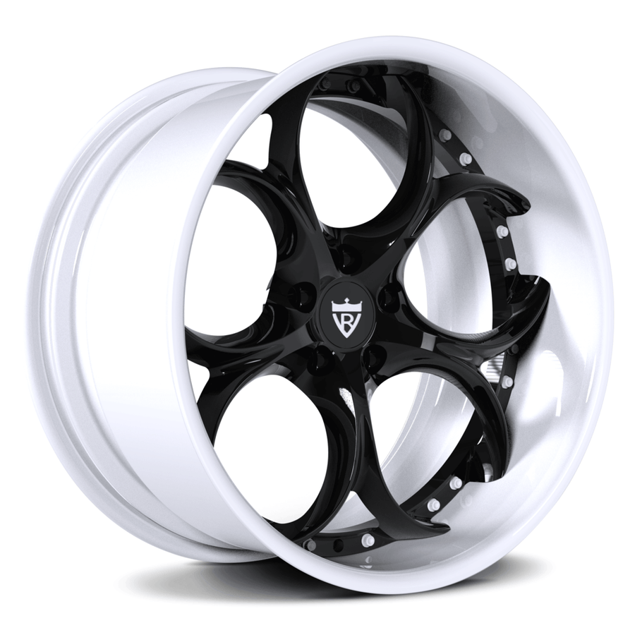 RVRN RV-DS016 black and white custom forged deep lip rims for Dodge Charger, 20 inch performance wheel with aggressive stance and flush fitment design