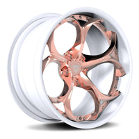 Custom forged wheel with white finish and copper accents, ideal for Acura Integra rims and custom applications.