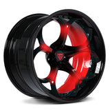 RVRN RV-DS016 black and red Tesla Model S aftermarket rims with custom forged construction