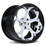 RVRN RV-DS016 black and white Tesla Model S custom rims with premium two piece forged wheel design