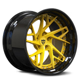 Custom deep concave forged wheel in black and yellow, ideal for Pontiac Trans Am and Firebird rims.