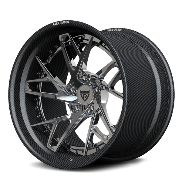 RVRN RV-DS74 CF carbon fiber step lip multi-spoke forged wheel on white background