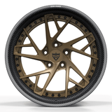 RV-DS74 CF real carbon fiber forged wheel with matte bronze center 