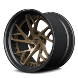 RV-DS74 CF real carbon fiber forged wheel with matte bronze center for performance vehicle