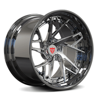 RV-DS74 deep concave black chrome forged wheel showing precision machining and concave spoke depth structure