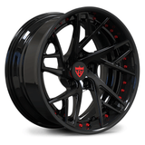 Full black RV-DS74 forged concave wheel delivering aggressive appearance and premium custom fitment capabilities