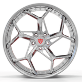 Performance forged rim front view with aggressive split Y spoke architecture