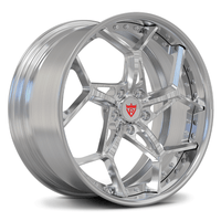 Chrome and red Corvette C8 wheels with custom forged Y spoke structure
