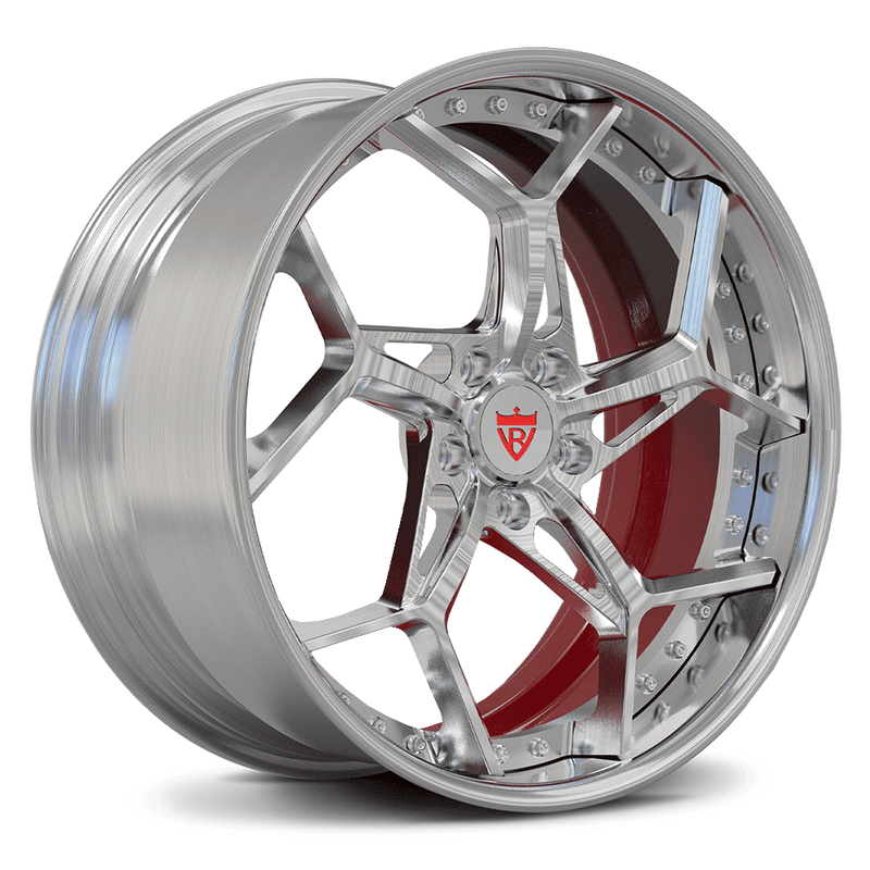 Corvette C8 forged wheels RV-DV03 chrome and red custom 2-piece wheel design