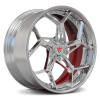 Corvette C8 forged wheels RV-DV03 chrome and red custom 2-piece wheel design