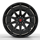 RVRN RV-MB01 BMW M Series custom forged carbon fiber multi spoke wheels with black finish and green carbon fiber accents for performance builds