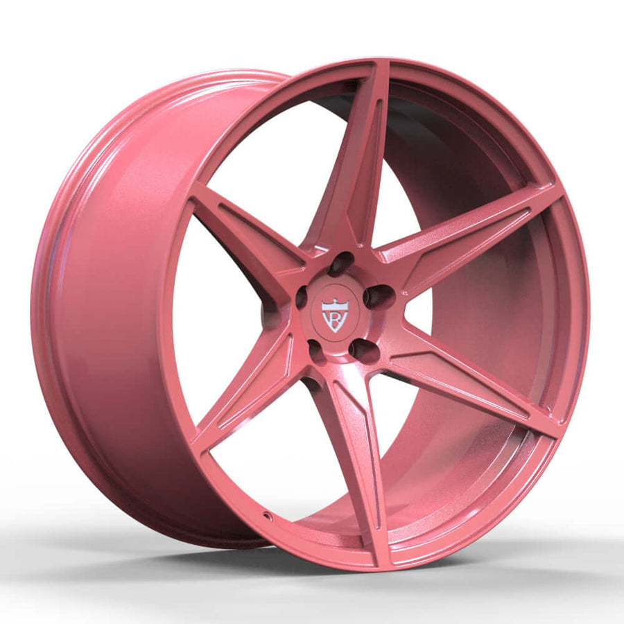RVRN RV-MC19 custom forged 1-piece concave pink wheel for Jeep Wrangler build, deep concave pink rims with premium custom fitment and forged construction