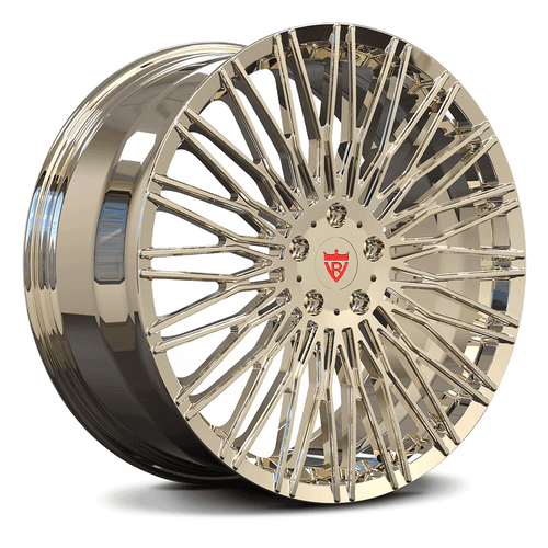 RVRN RV-MC22 Y Spoke forged wheel for McLaren 720S in Polish Frozen Gold, showcasing precision-machined details and performance-oriented styling