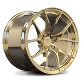 Frozen Gold RVRN RV-MC24 forged Y spoke wheel showcasing deep concave profile and lightweight construction for Corvette performance builds