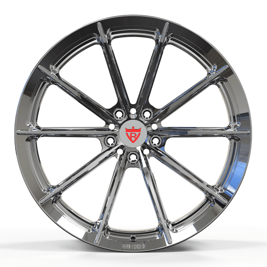 RVRN RV-MC29 chrome concave forged wheel showcasing premium monoblock design for Porsche 911 and modern performance cars