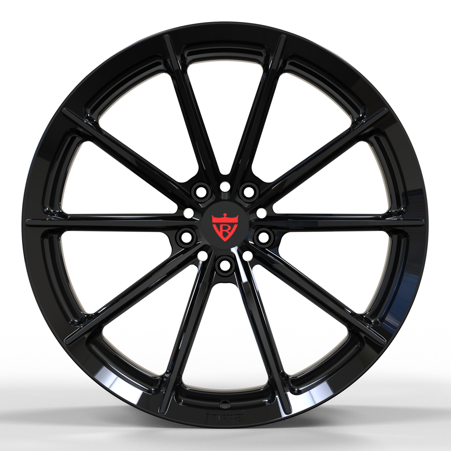 gloss black multi spoke forged wheels RV-MC29 Ferrari fitment lightweight custom design
