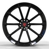 gloss black multi spoke forged wheels RV-MC29 Ferrari fitment lightweight custom design