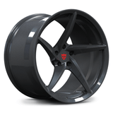 RVRN RV-MC35 forged 5 spoke concave wheels for Corvette C8 Z06 in all gunmetal with carbon fiber details