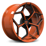 RV-MC491 custom forged Corvette wheel amplify orange and black finish for C8 performance builds