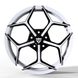 RV-MC491 forged monoblock Y-spoke wheel black and white finish for Camaro builds