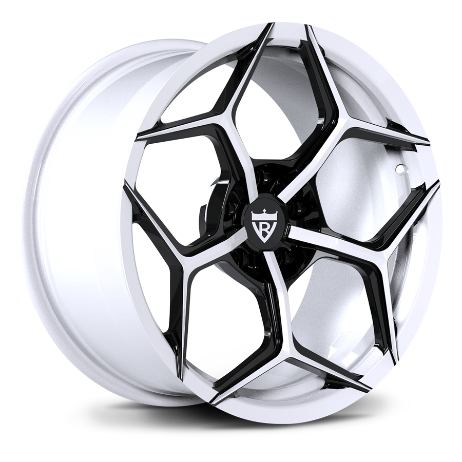RV-MC491 custom forged Corvette wheel black and white finish transparent background