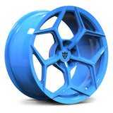 RVRN RV-MC491 blue Y spoke forged wheels for Audi performance applications, premium forged wheel with custom sizing and fitment
