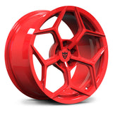RVRN RV-MC491 red Y spoke forged wheels for BMW performance builds, aggressive fitment and lightweight forged wheel construction