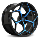 RV-MC491 forged Corvette wheel rapid blue and black finish performance Y-spoke design for mustang, challenger and performace trucks
