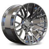 Custom forged chrome wheel design for C2 Corvette, showcasing precision and style for customized vehicle applications.