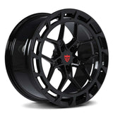 CUSTOM FORGED MONOBLOCK WHEELS RV-MD01 in glossy black finish, featuring concave Y-spoke design for Audi enthusiasts.