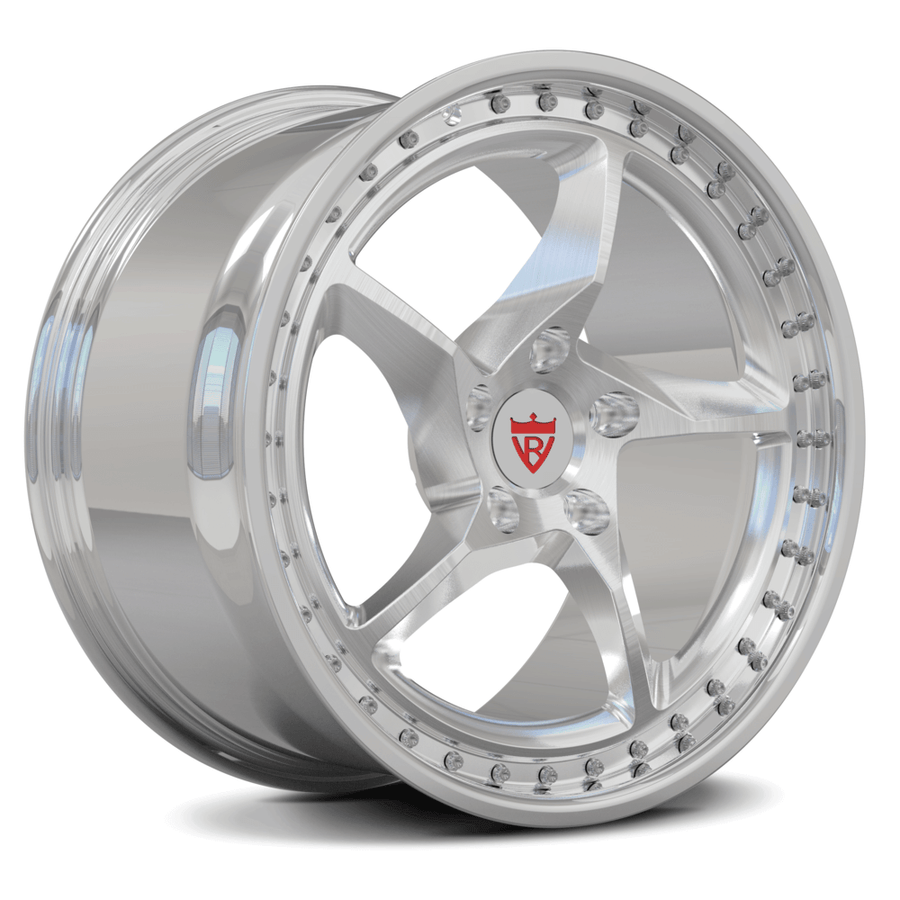 RVRN RV-MF01 5 spoke forged directional rims for Lamborghini with classic chrome finish highlighting lightweight performance design