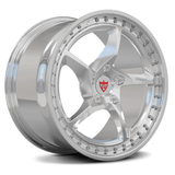 RVRN RV-MF01 5 spoke forged directional rims for Lamborghini with classic chrome finish highlighting lightweight performance design